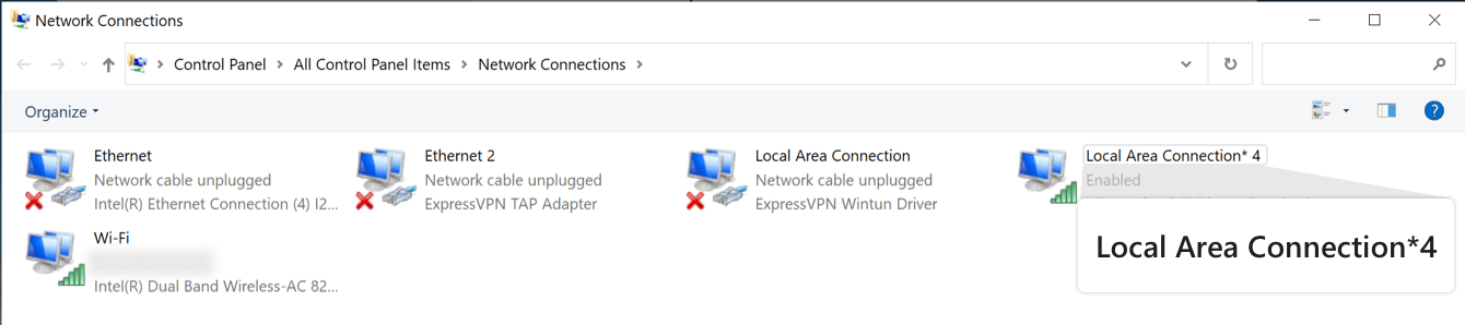 Näet verkon nimeltä “Local Area Connection”.