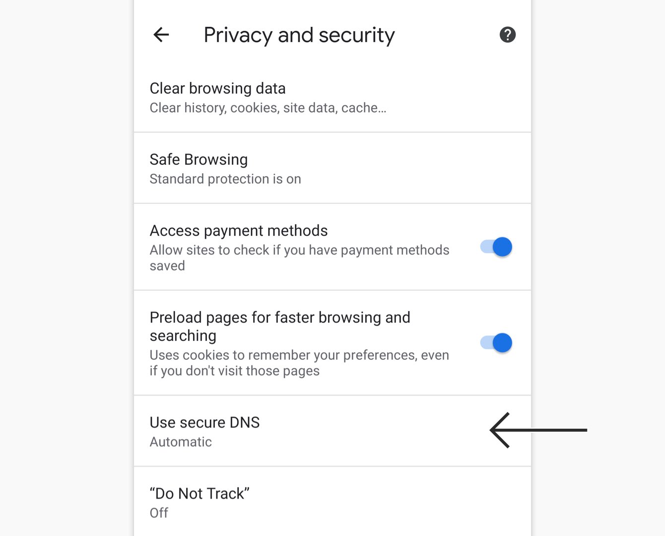 Tap “Use secure DNS.”